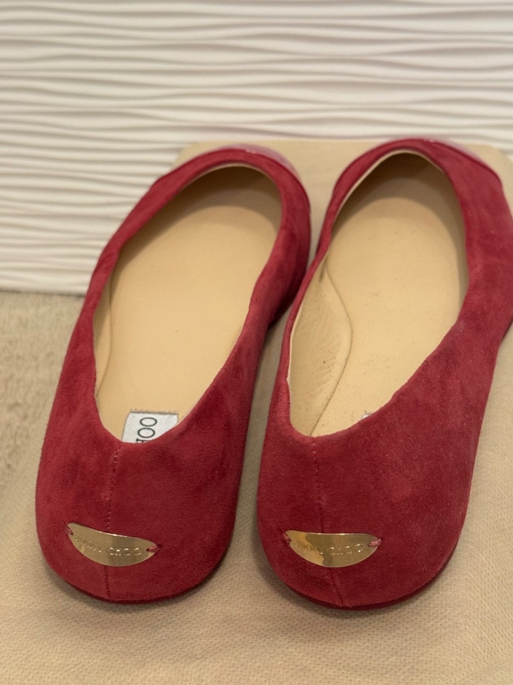 Jimmy Choo Gaze Flats Dark Pink Suede Patent Leather - Picture 4 of 7